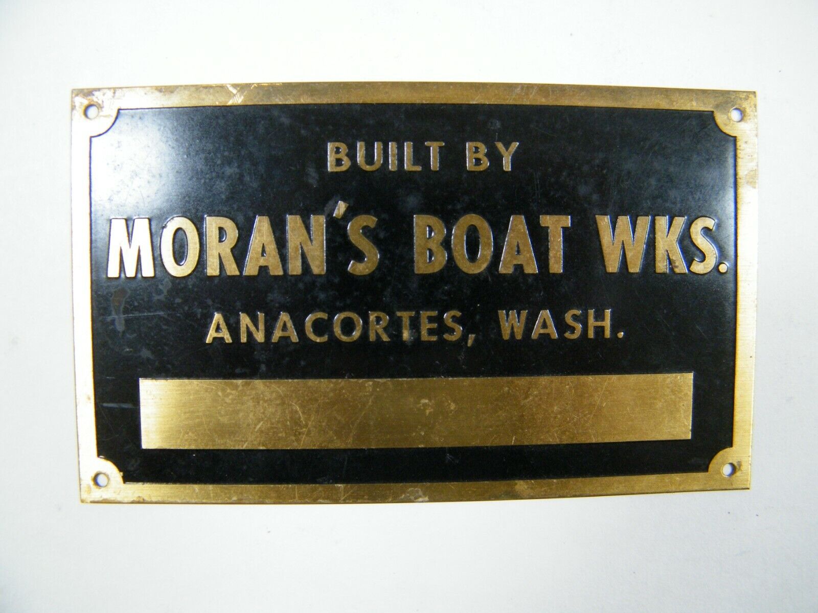 BUILT BY MORAN\'S BOAT WKS ANACORTES WASH BRASS PLATE SIGN 5\
