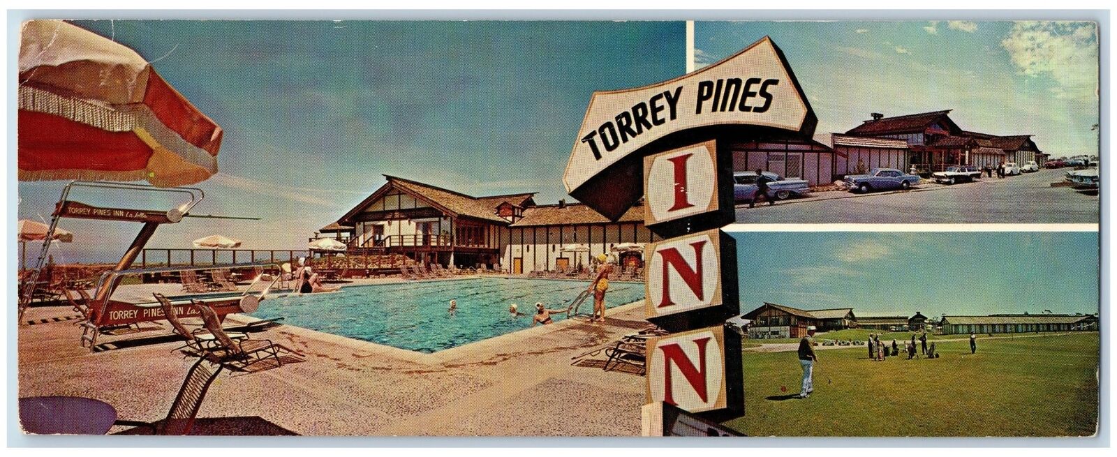 San Diego California Postcard Oversized Torrey Pines Inn Golfers Paradise c1960s