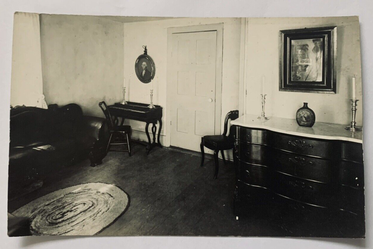 Interior Oldest Home Galesburg Illinois Antique Piano c1922 RPPC Postcard