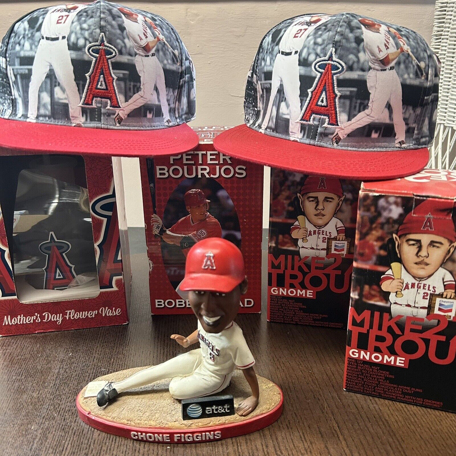 Anaheim Angels Souvenir Bundle Lot of 7 Collectibles Hats Bobblehead Gnome