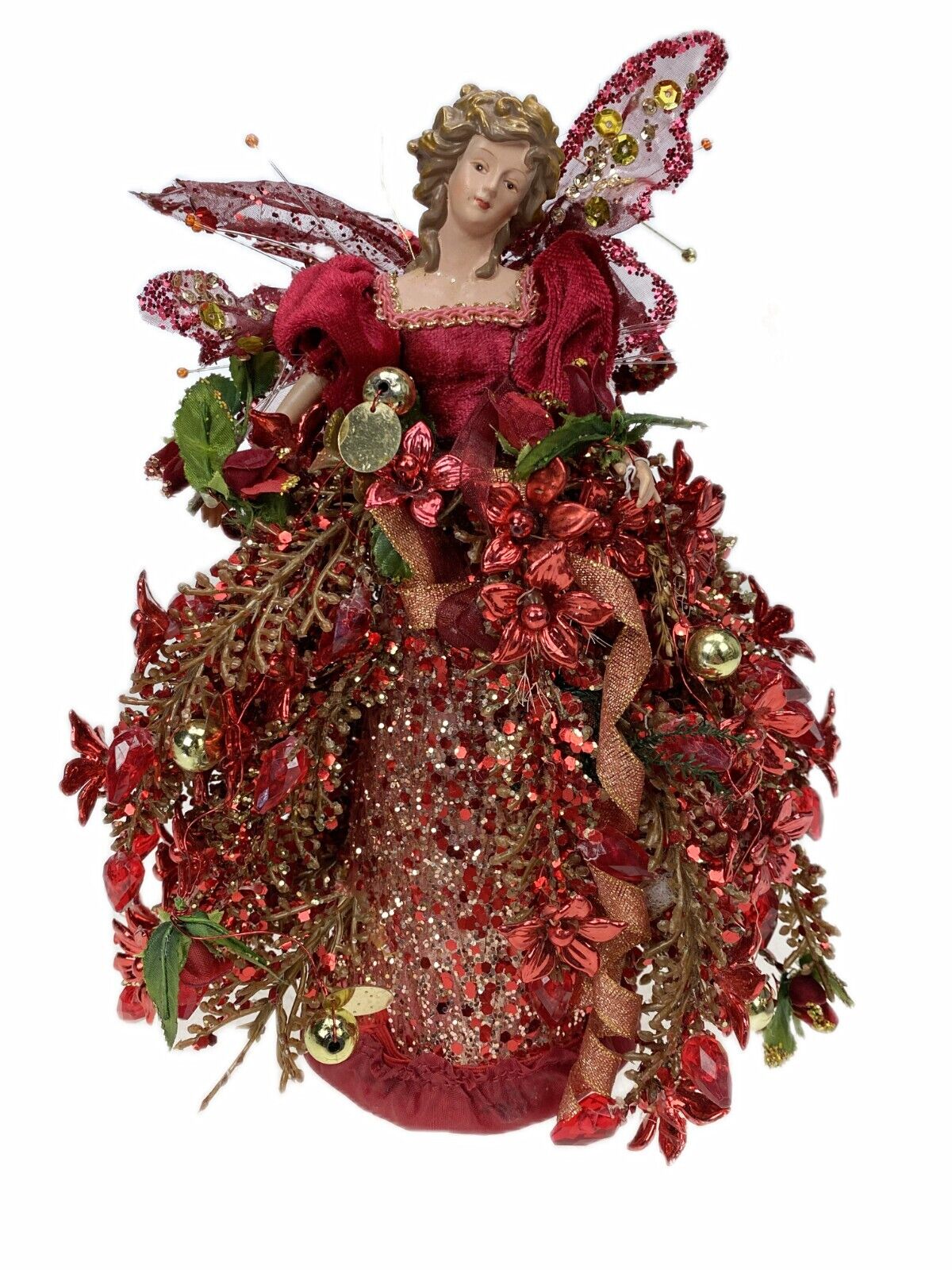 10” Angel Christmas Holiday Figurine Red Embellished