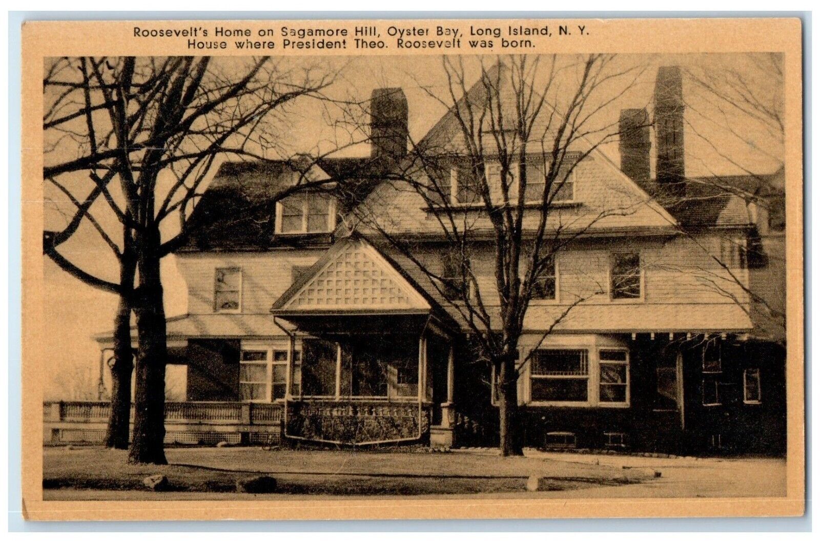 c1930's Roosevelt's Home O n Sagamore Hill Oyster Bay Long Island NY Postcard