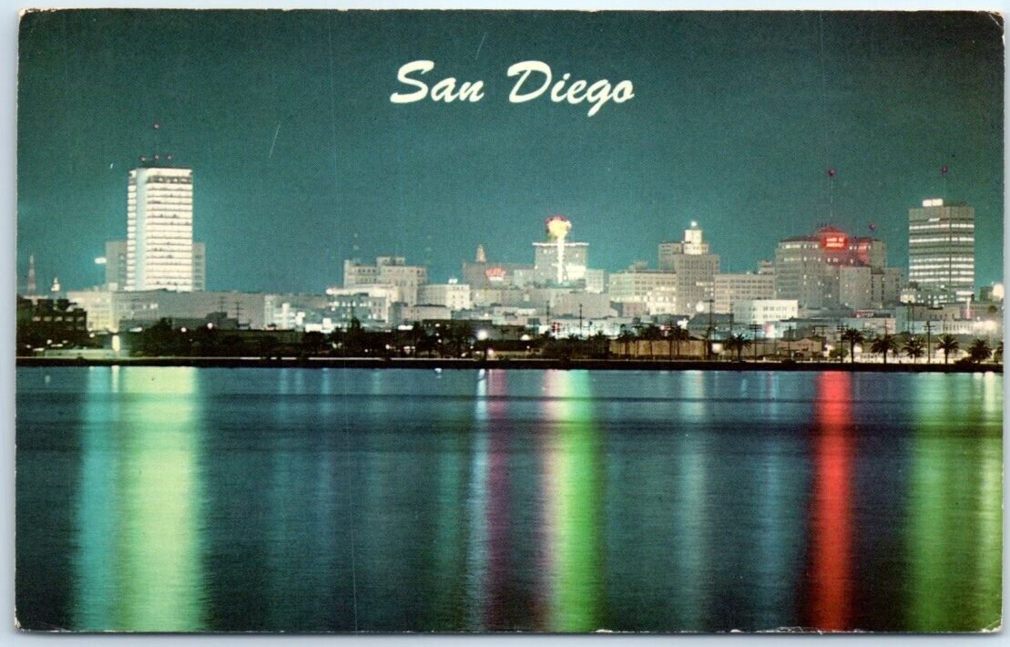 Postcard - Skyline at Night, San Diego, California, USA