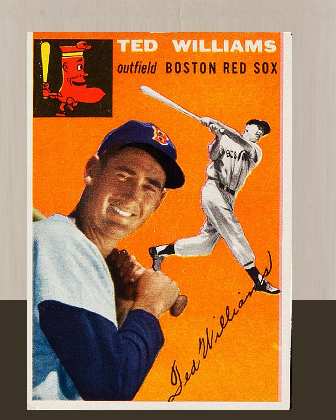 Ted Williams 1954 Baseball card 16 x 20 Baseball Art Rare Poster Vintage