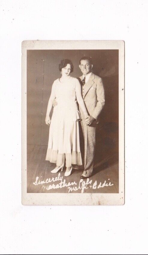 C 1920\'S ERA DANCE MARATHON CONTESTANTS MARGE & EDDIE RPPC POST CARD