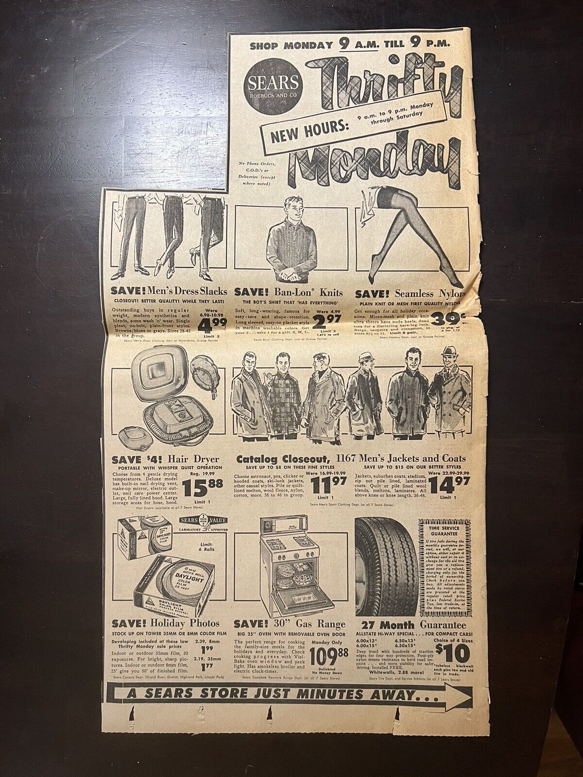 Vintage 1963 Detroit News Sears Thrifty Monday