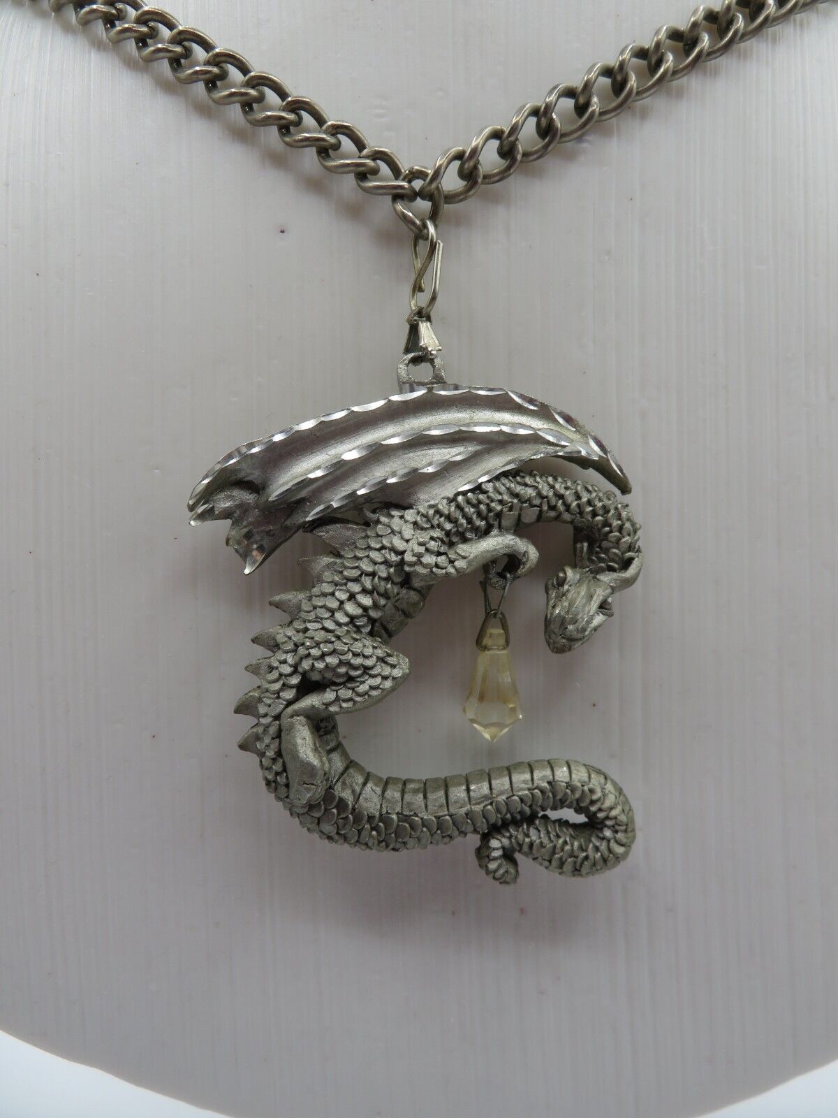 Vintage Spoontiques Pewter Figurines Dragon Medalion/Pendant #2309
