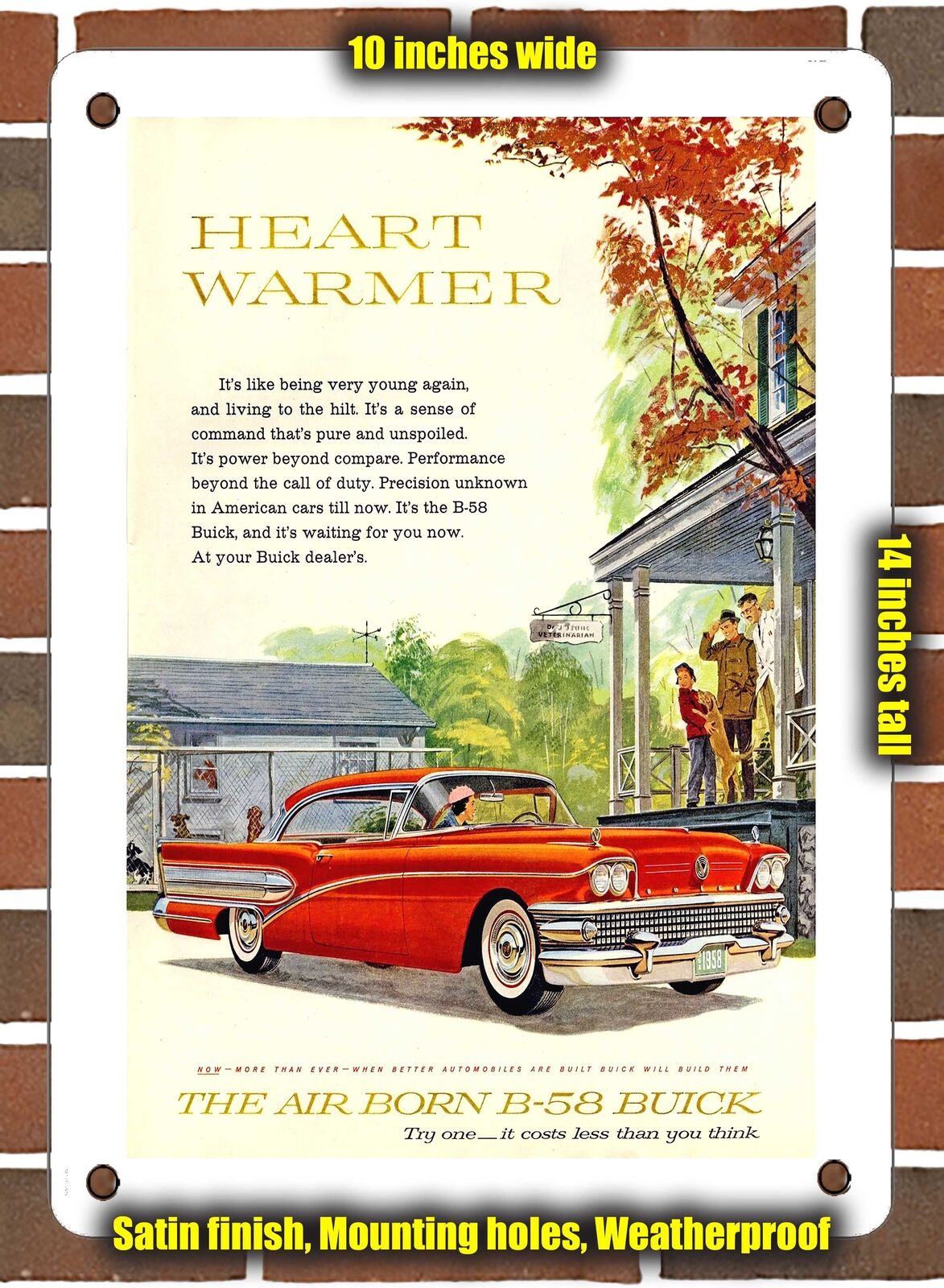 METAL SIGN - 1958 Buick B 58 Heart Warmer - 10x14 Inches