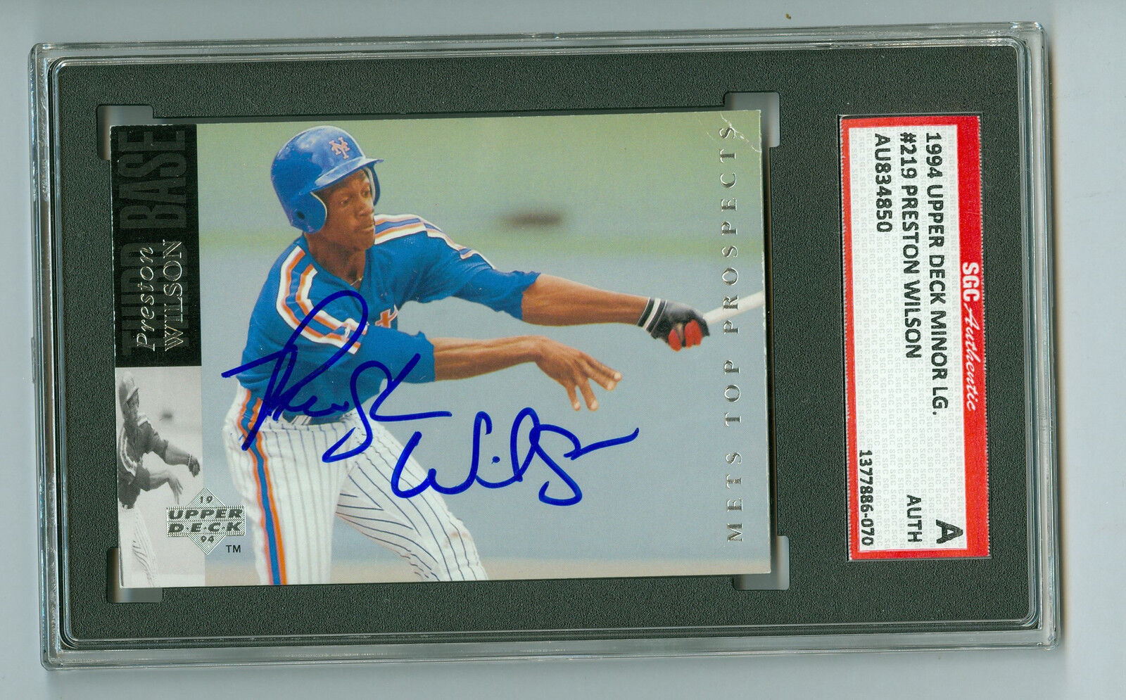 Preston Wilson Autograph 1994 UD Minors Card #219 NY Mets SGC Authentic Encased