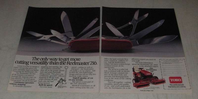 1987 Toro Reelmaster 216 mower Ad - More Cutting Versatility
