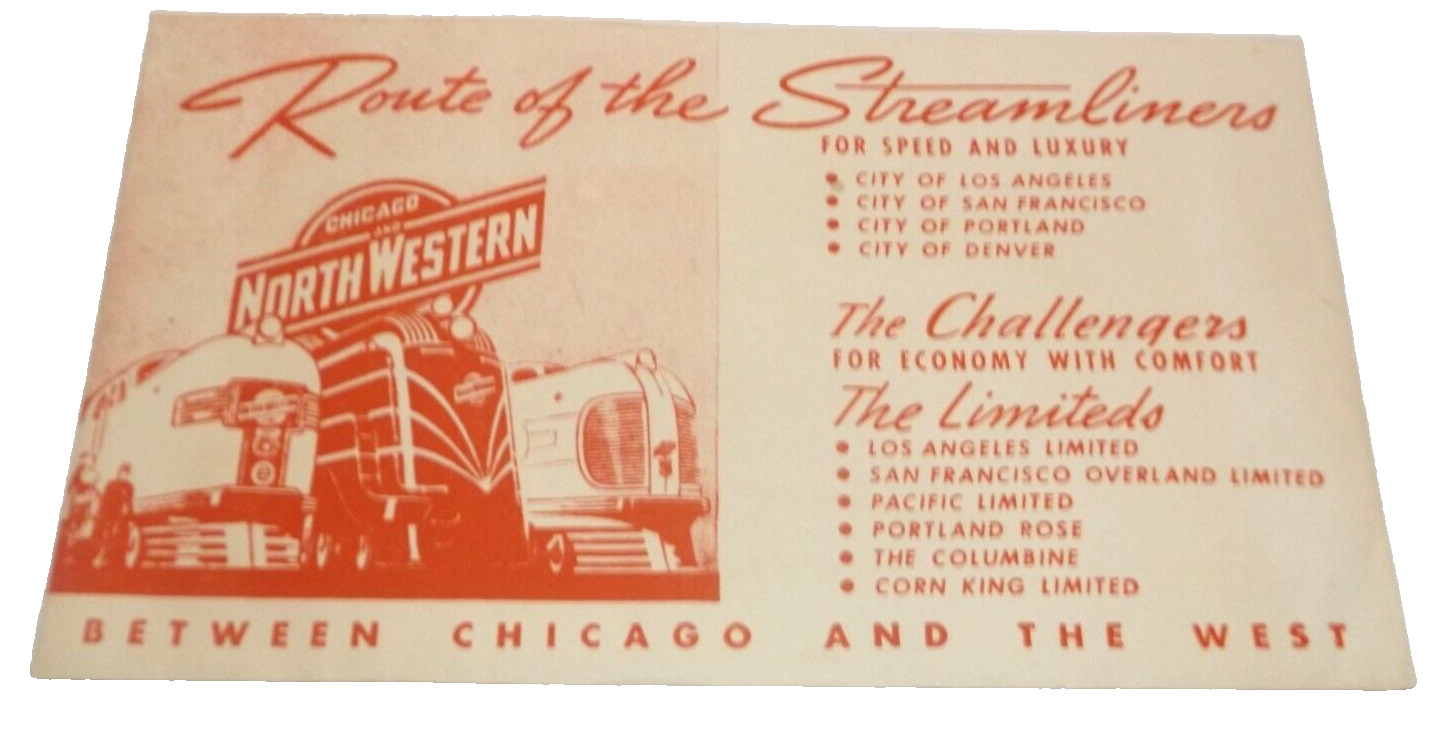 1940's C&NW CHICAGO & NORTH WESTERN 400's STREAMLINERS UNUSED TICKET ENVELOPE