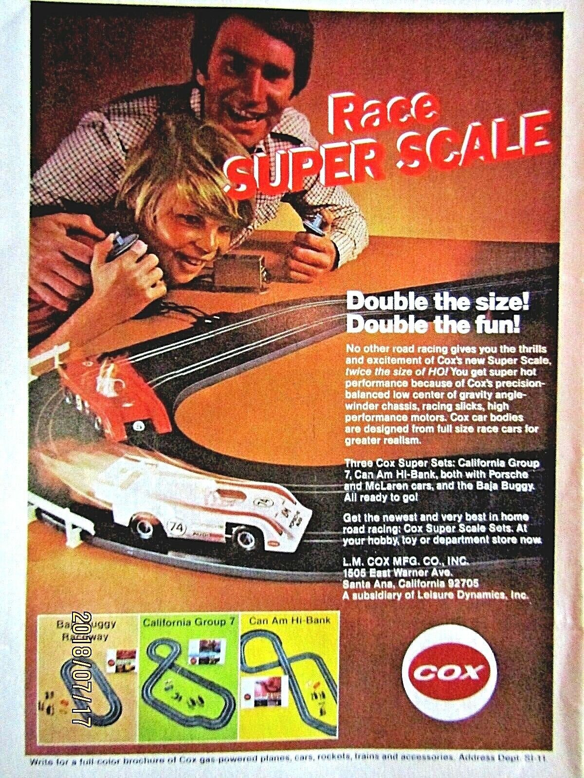 1973 Cox Race Super Scale Slot Cars Vintage Original Print Ad 8.5 x 11\