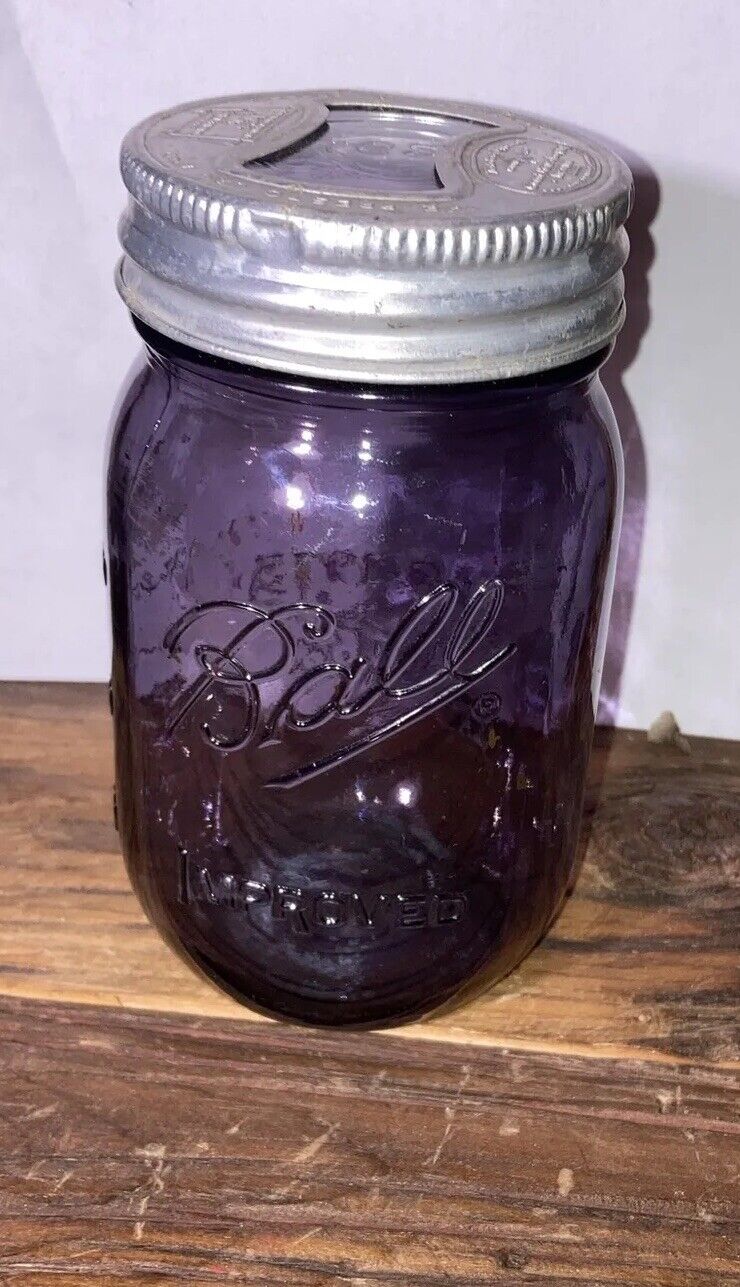 Ball Mason Jar “Improved” Pint 100 years Purple With Presto Lid Good Housekeepin
