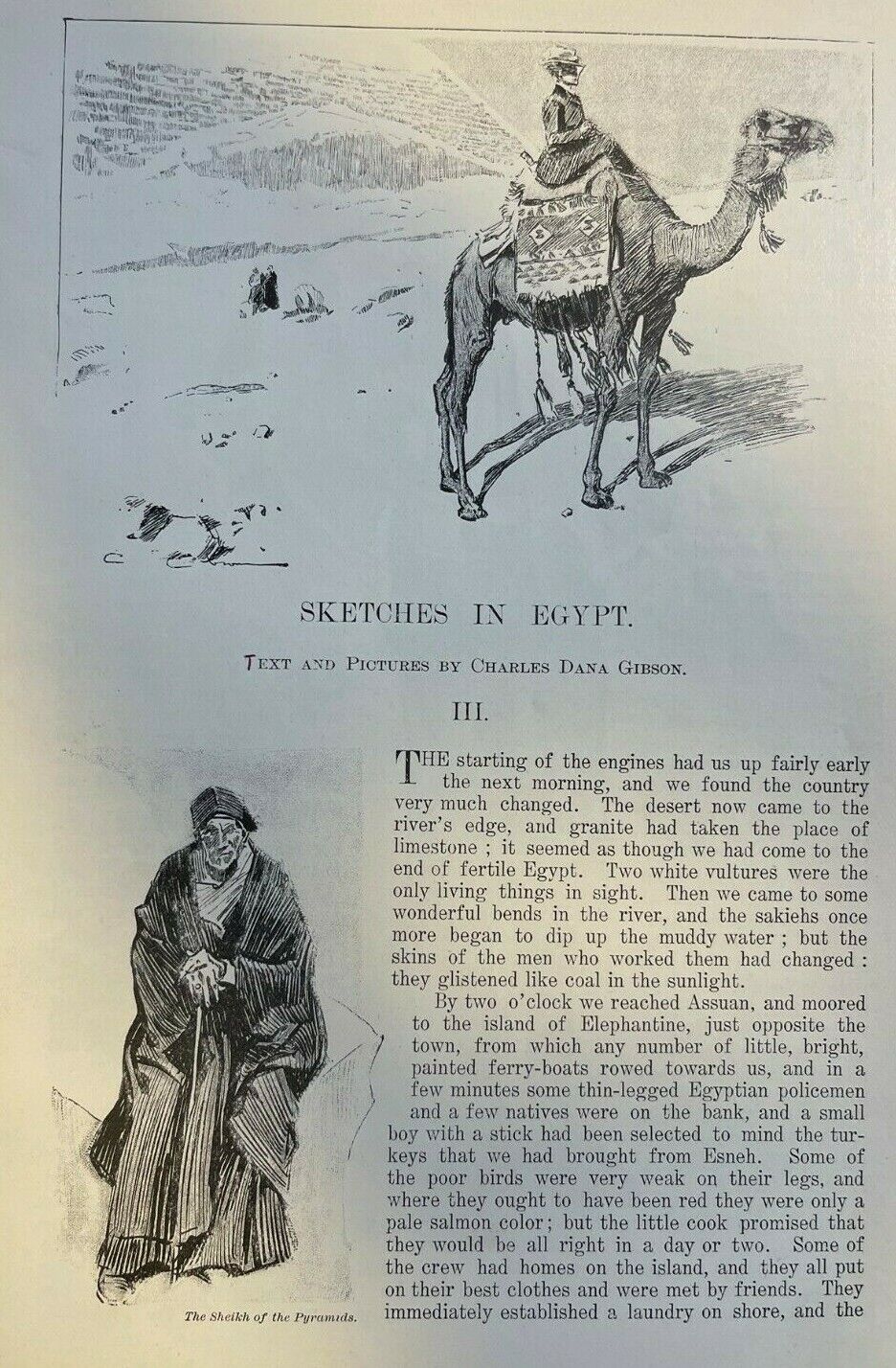 1899 Charles Dana Gibson Egypt Komombos Asuan illustrated