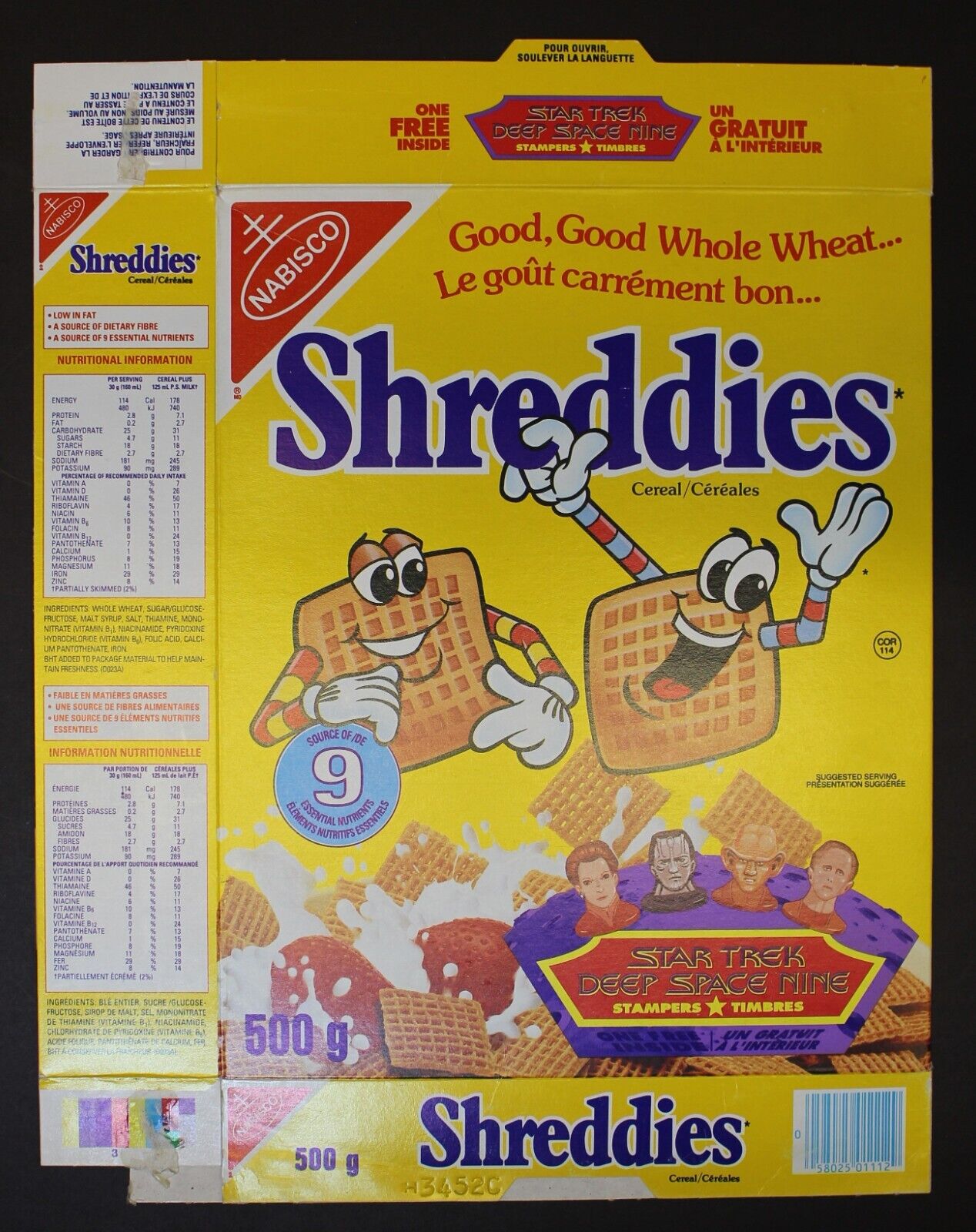 Vintage Cereal Box, SHREDDIES - STAR TREK, 1993, Nabisco, CANADA