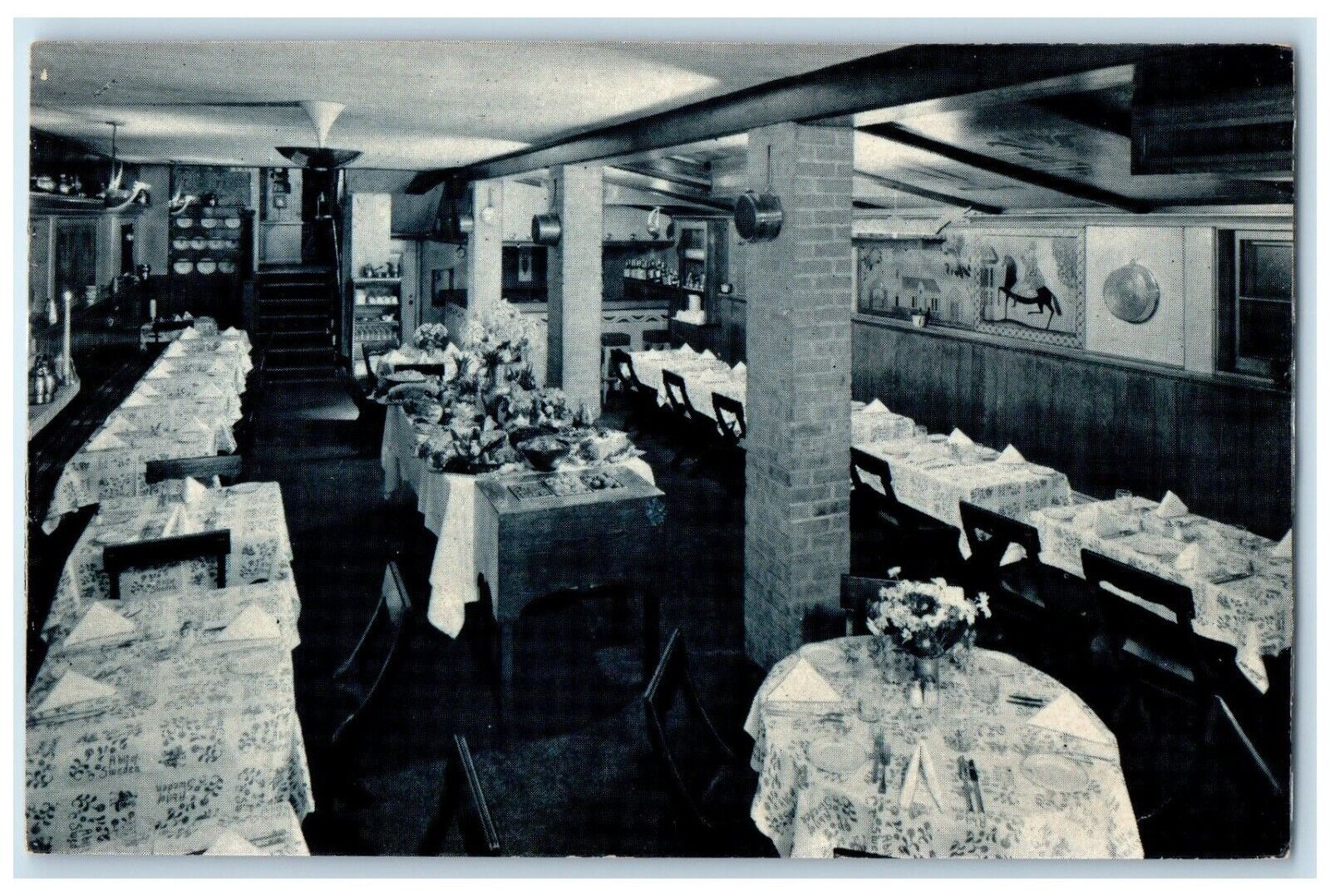 c1940\'s A Bit Of Sweden Restaurant Swedish Food Dining Room Chicago IL Postcard