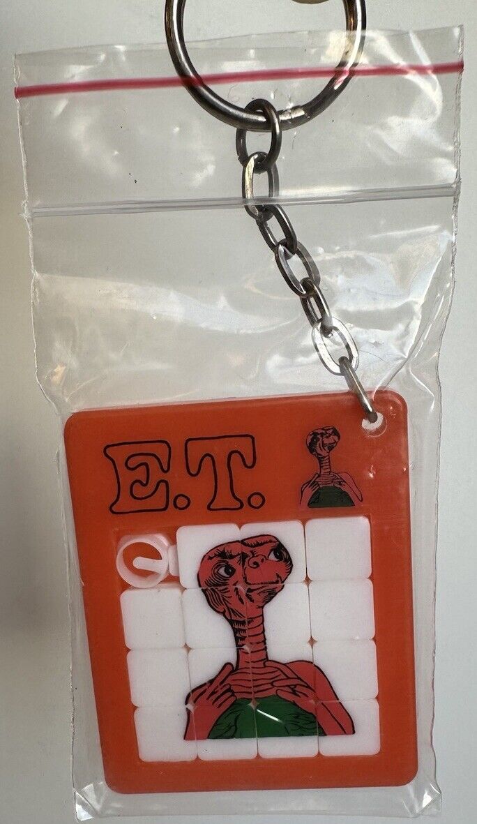 Vintage E.T. The Extra Terrestrial Sliding Puzzle Key Chain 1982 Merchandise