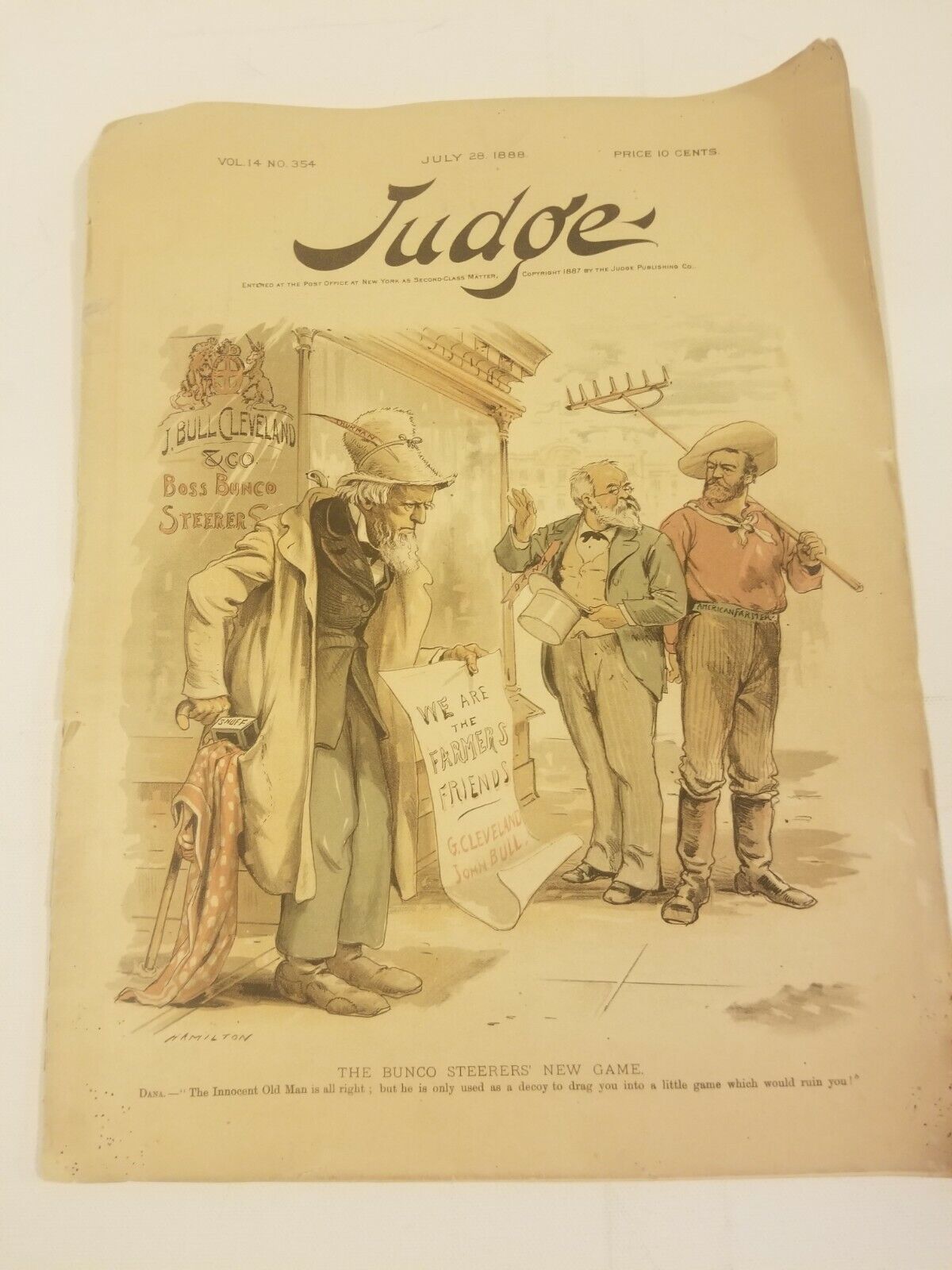 Antique Judge Magazine Political Cartoons 1888 Farmers Bunco Circus Vol. 14 