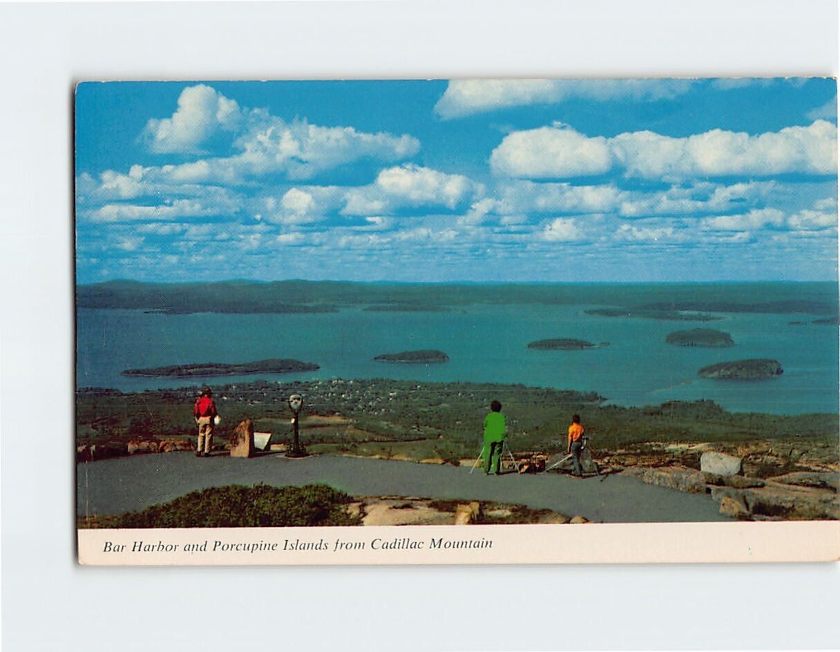 Postcard Bear Harbor and Porcupine Islands from Cadillac Mountain Maine USA