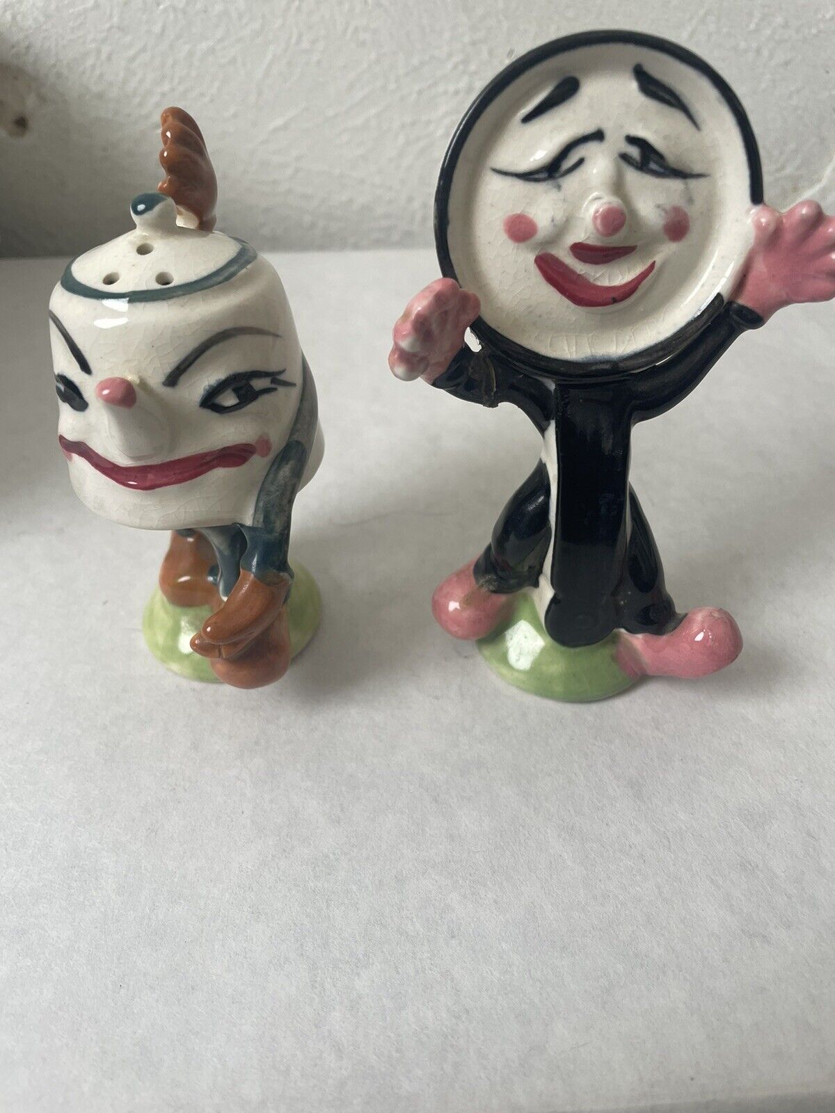 vtg anthropomorphic 1950’s Coffee Pot and Spoon Salt and Pepper Shakers Japan