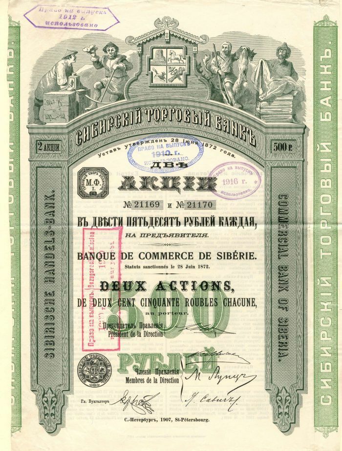 Banque De Commerce De Siberie - Stock Certificate - Foreign Stocks