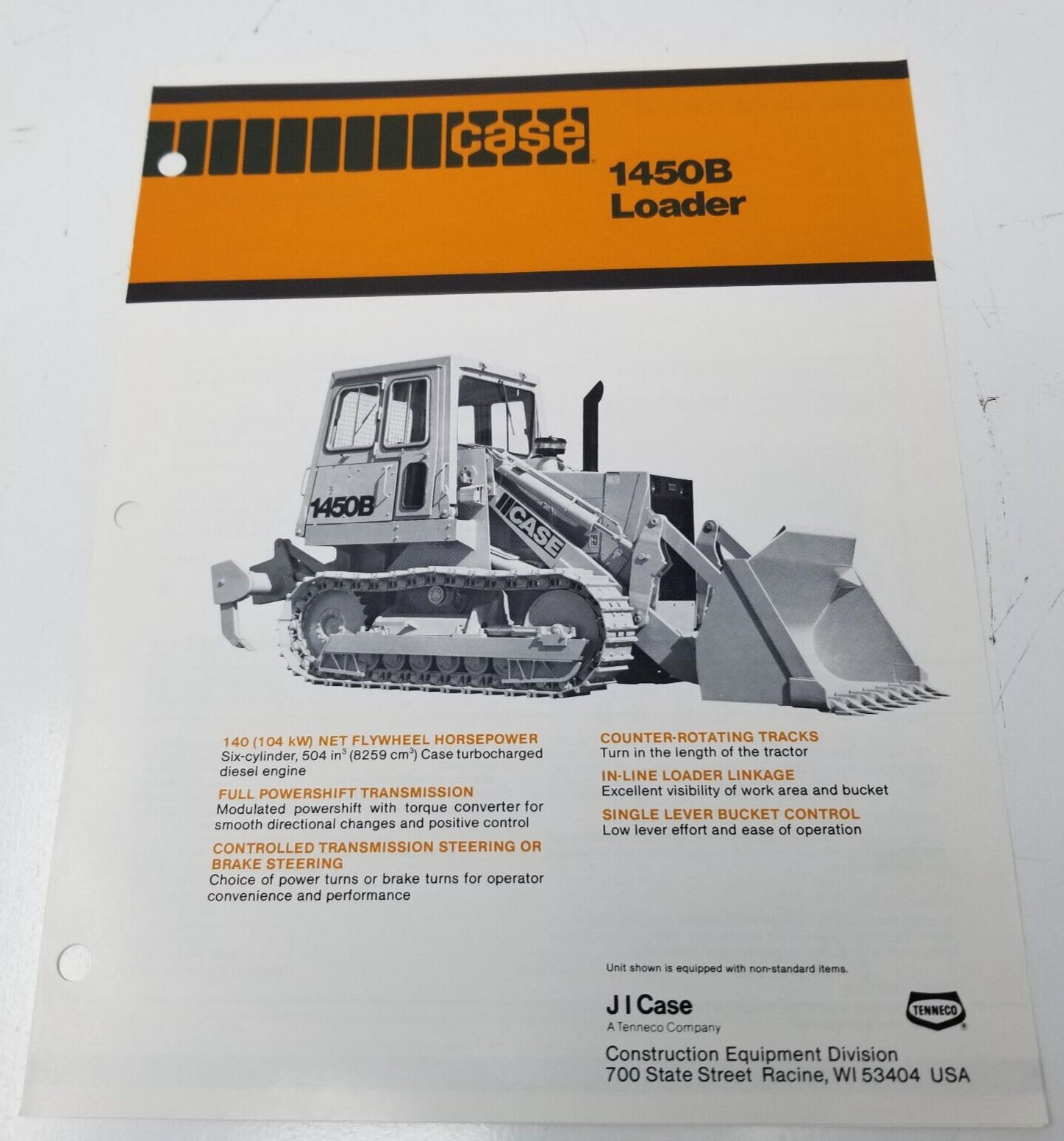 Case 1450B Loader Sales Brochure 1980 Specifications Photos Accessories