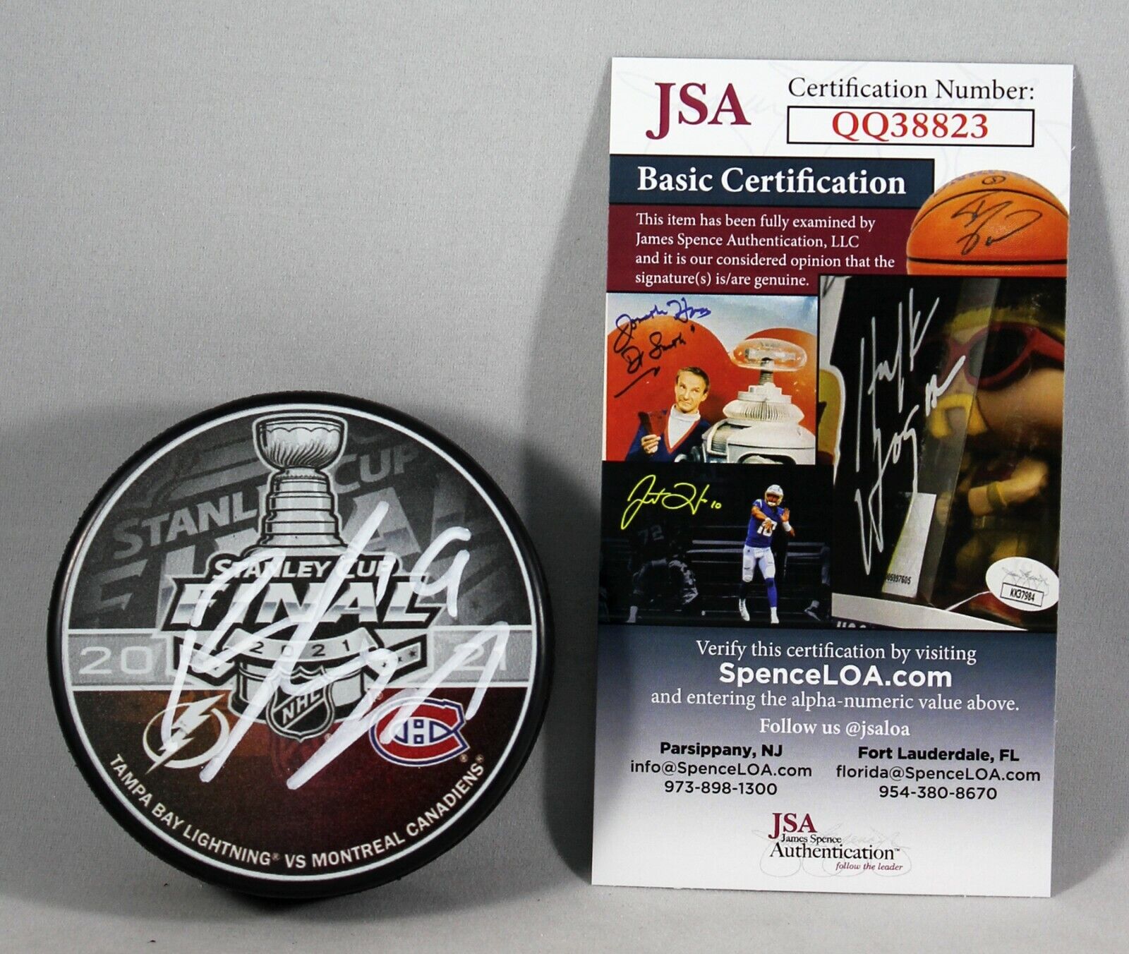 BARCLAY GOODROW SIGNED 2021 STANLEY CUP FINALS Puck TAMPA BAY LIGHTNING +JSA COA