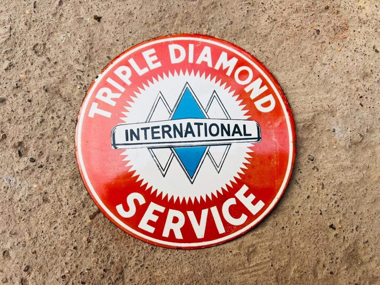 TRIPLE DIAMOND INTERNATIONAL PORCELAIN ENAMEL SIGN 30x30 INCHES