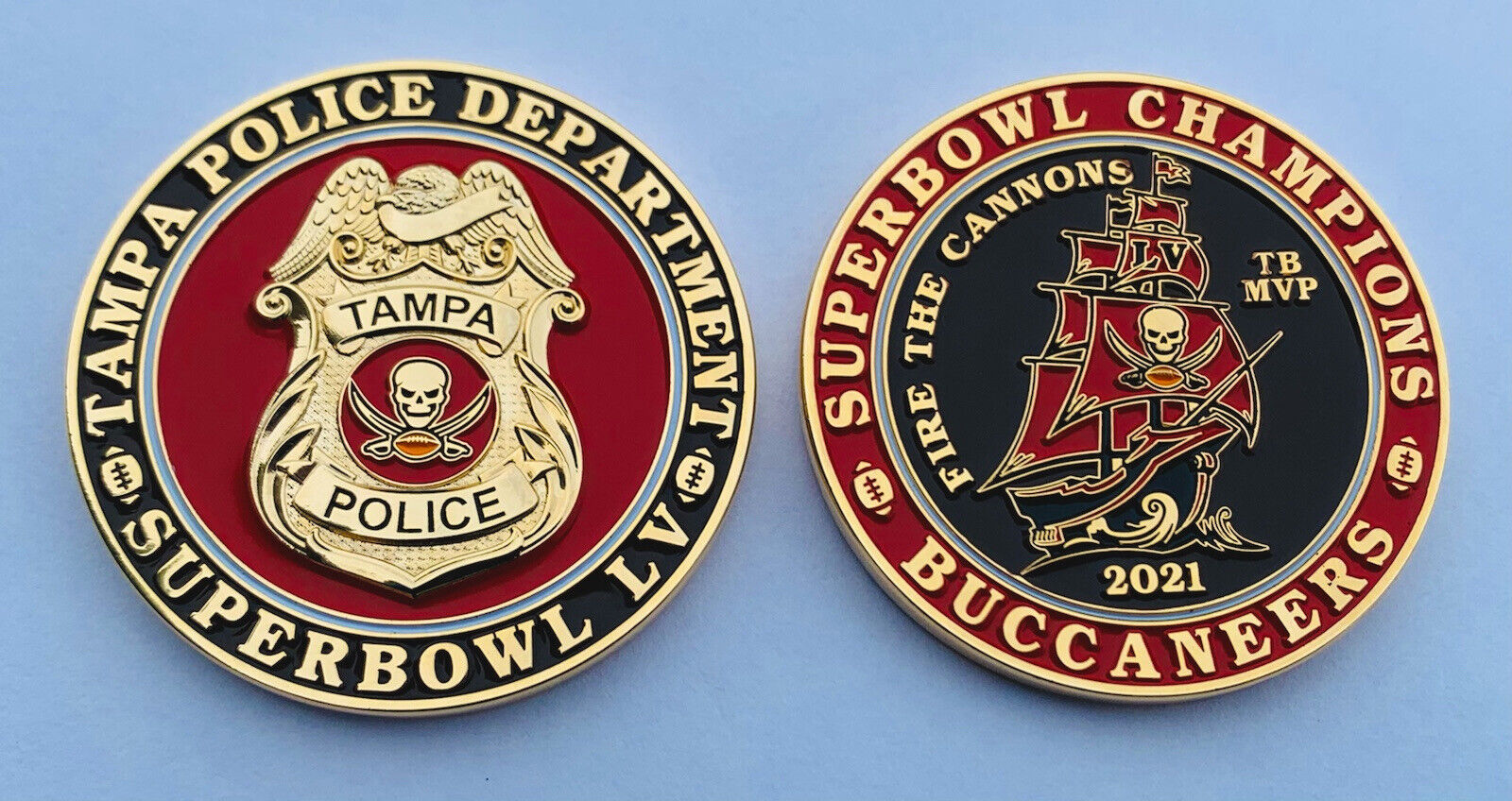 Tampa Bay Buccaneers Challenge Coin Super Bowl LV 55 NFL Champs Police Brady MVP
