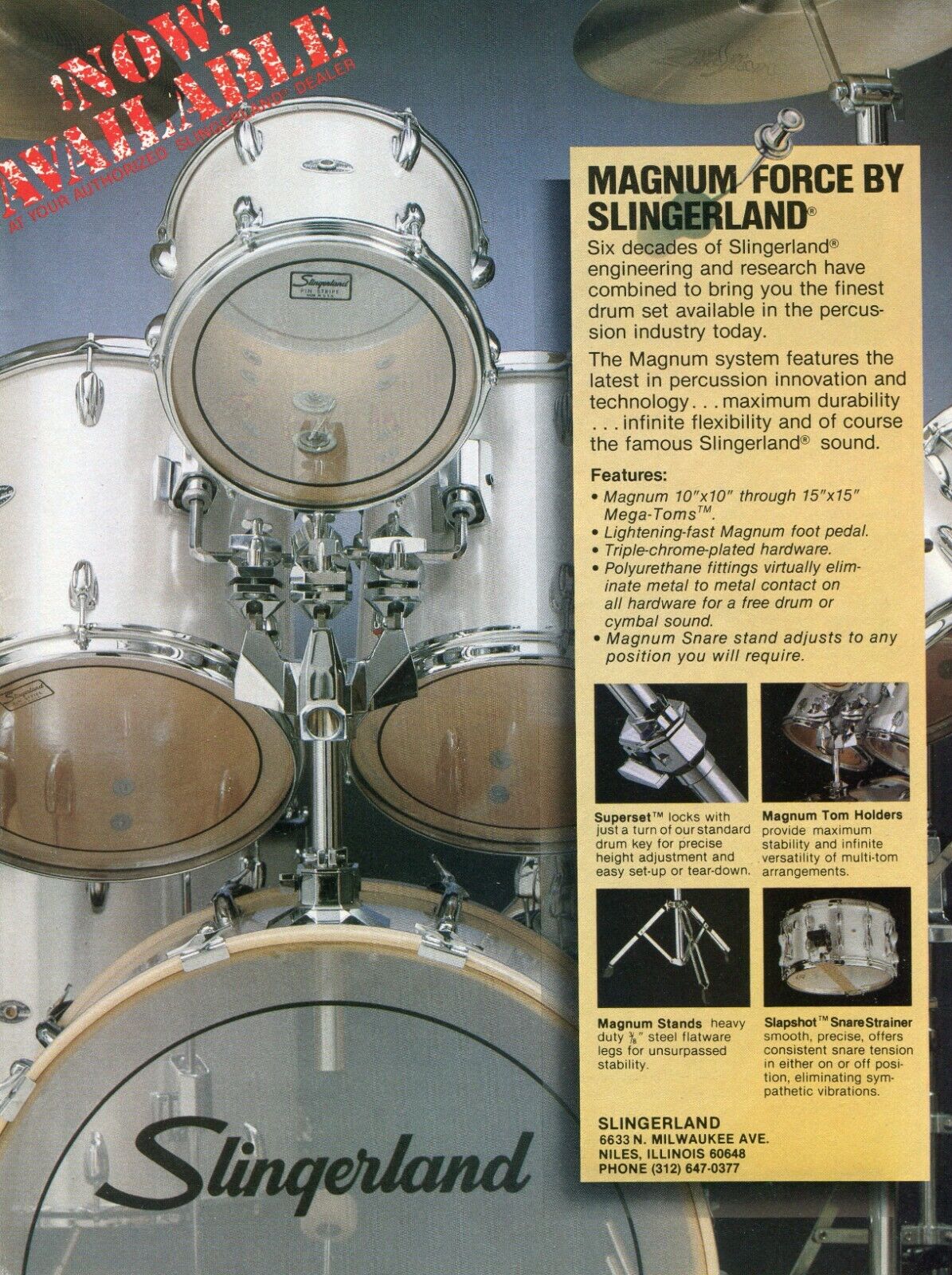1983 Print Ad of Slingerland Magnum Force Drum Kit