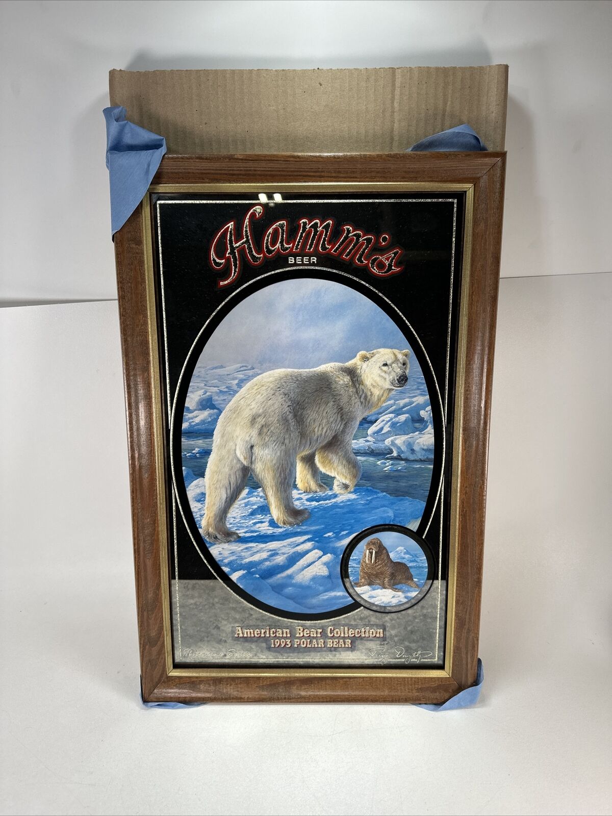 Hamm’s American Bear Collection Polar Bear Mirror (New Old Stock)   15” x 24”