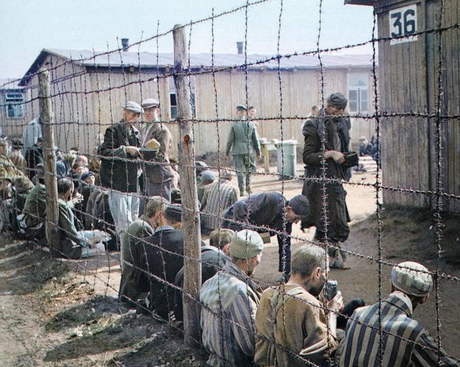 1945 German Prison Camp AUSCHWITZ  Color TINTED PHOTO  (201-D)