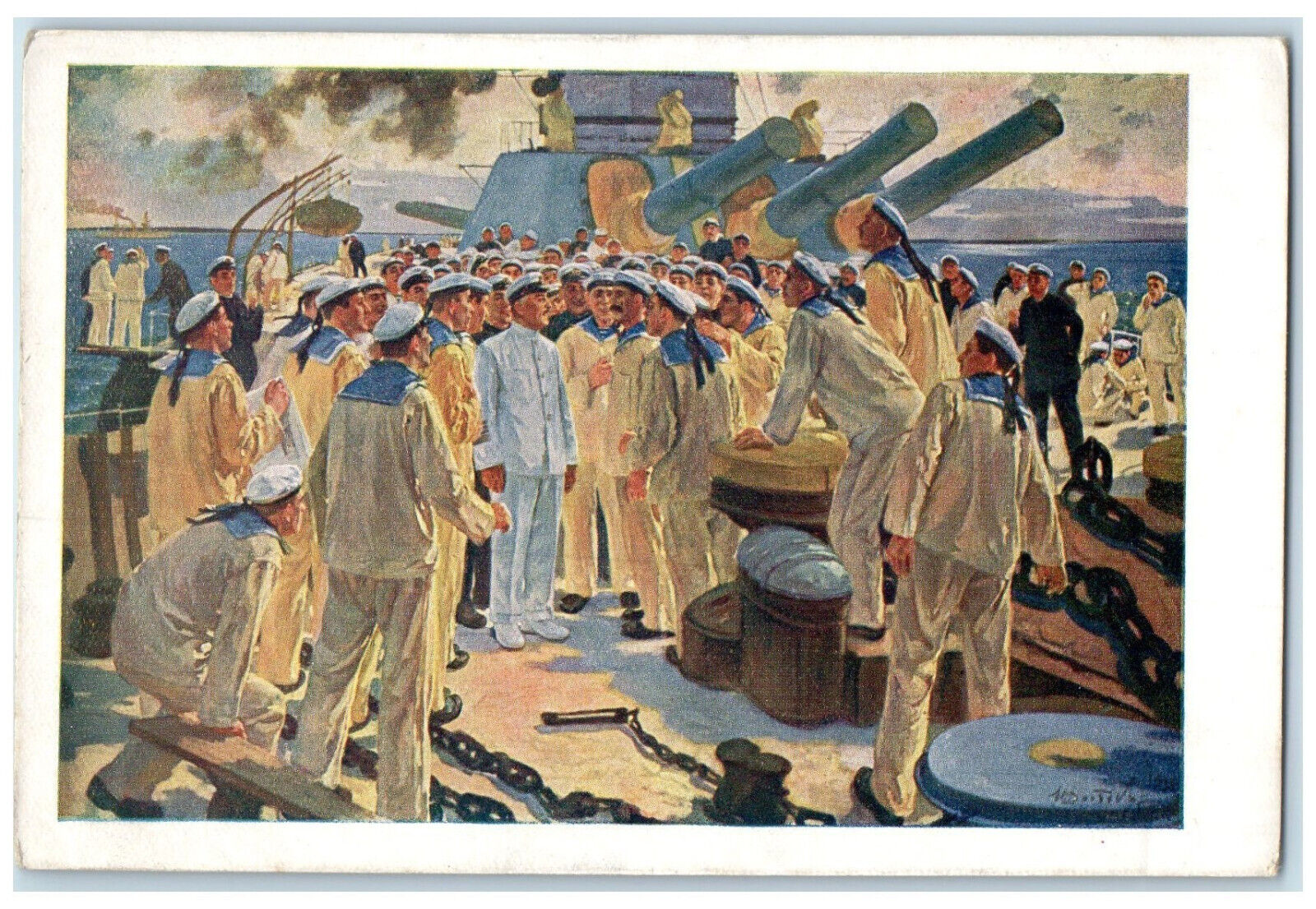 c1930\'s IG Drozdov KE Voroshilov on the Battleship Marut Unposted Postcard