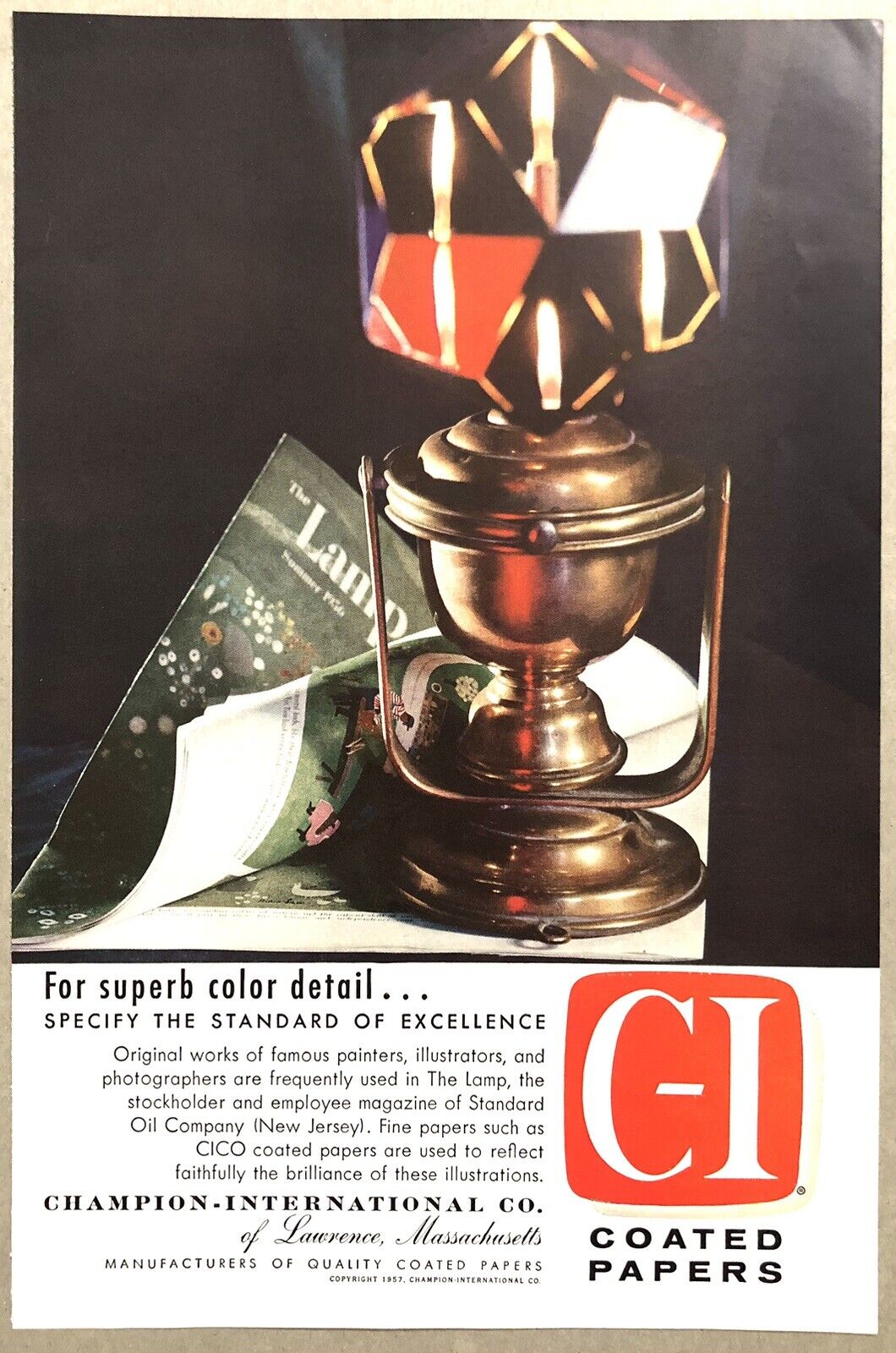 Vintage 1957 Original Print Ad Full Page - Champion International Superb Color