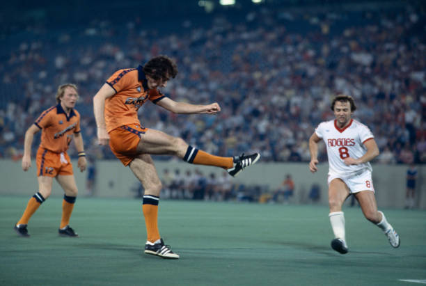 Trevor Francis scores the winning goal for Detroit Express in their- Old Photo