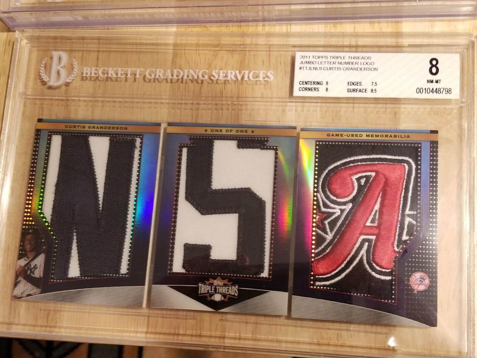 1/1 Curtis Granderson Logo Jersey Hat Patch Letter Topps Triple Threads 2011 NYY
