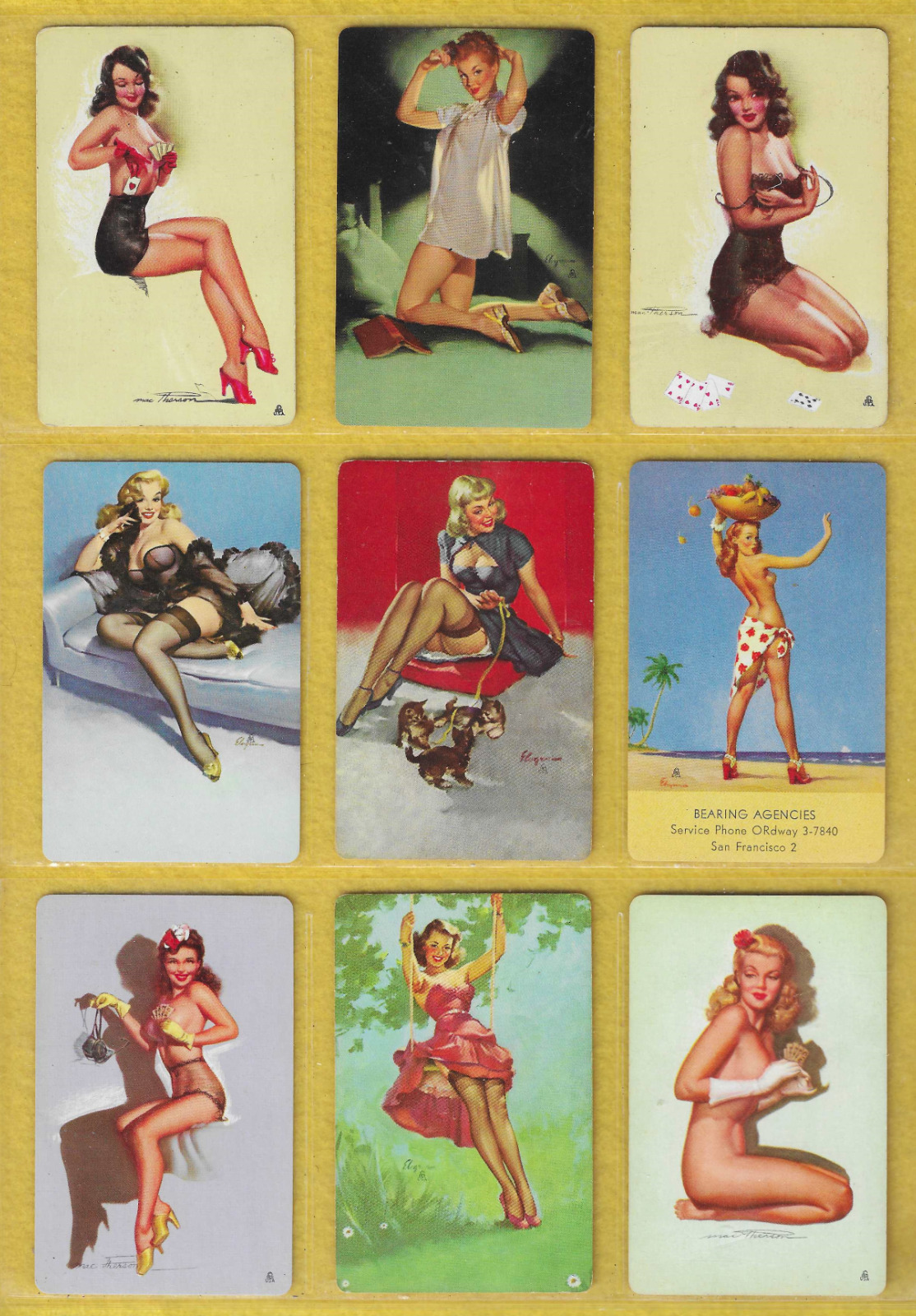 9 Vintage Pinup Playing Cards Gil Elvgren (5) Earl MacPherson (4)  1940s-1960s