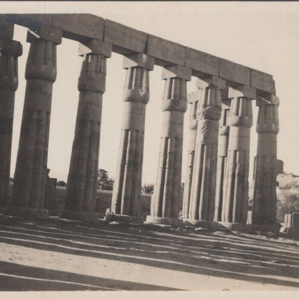 Vintage 1900s RPPC Columns Temple Ruins Luxor Egypt Postcard