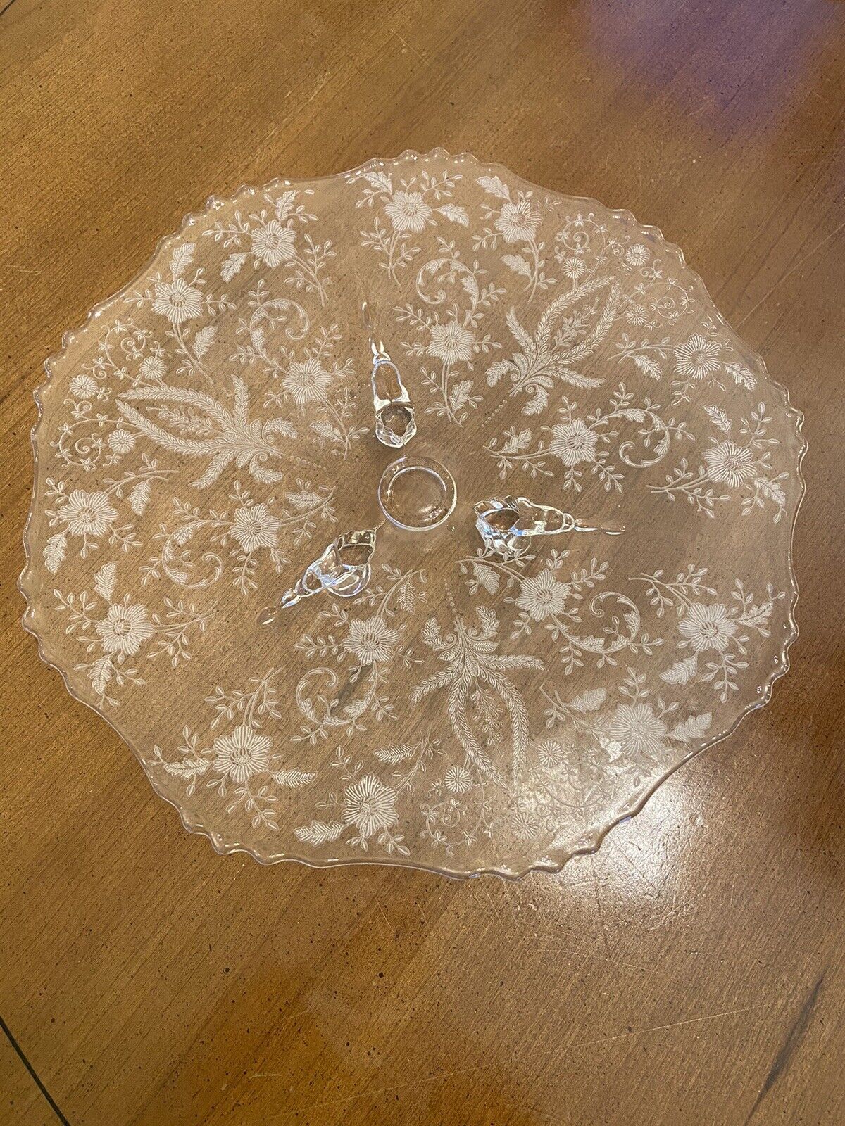 Vintage Fostoria Prelude Etched 3 Footed Plate
