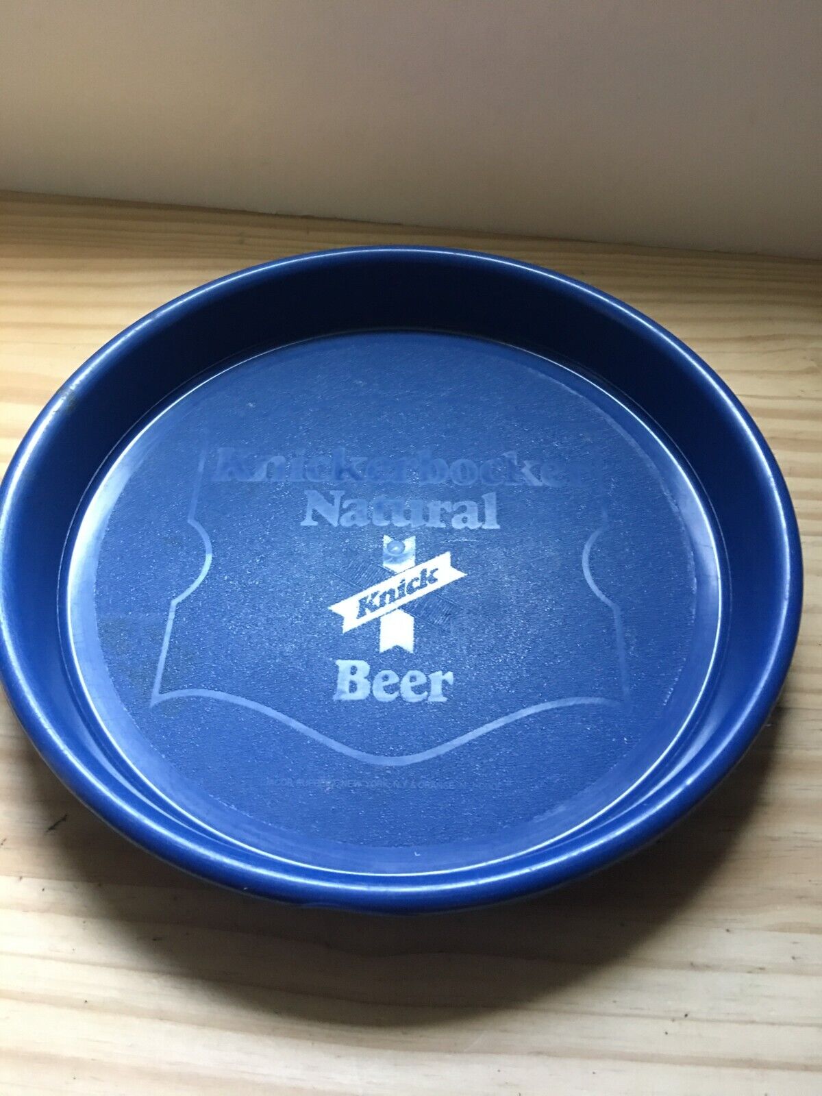 Vintage 1960s Knick Knickerbocker Knicker Bocker Natural Beer Tray Blue 13\