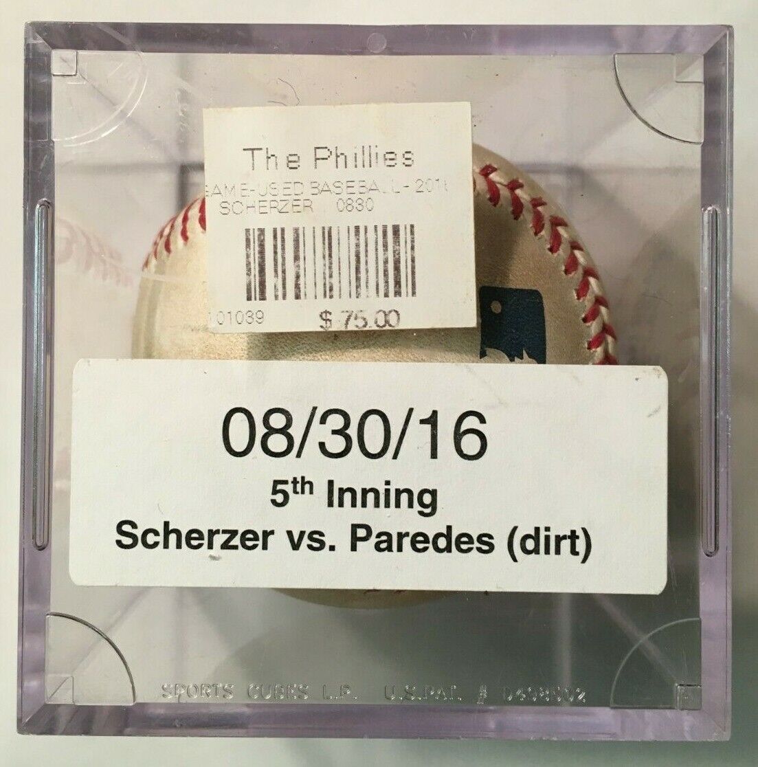 Max Scherzer Game Used Ball Pitch in the Dirt - Washington Nationals - 2016