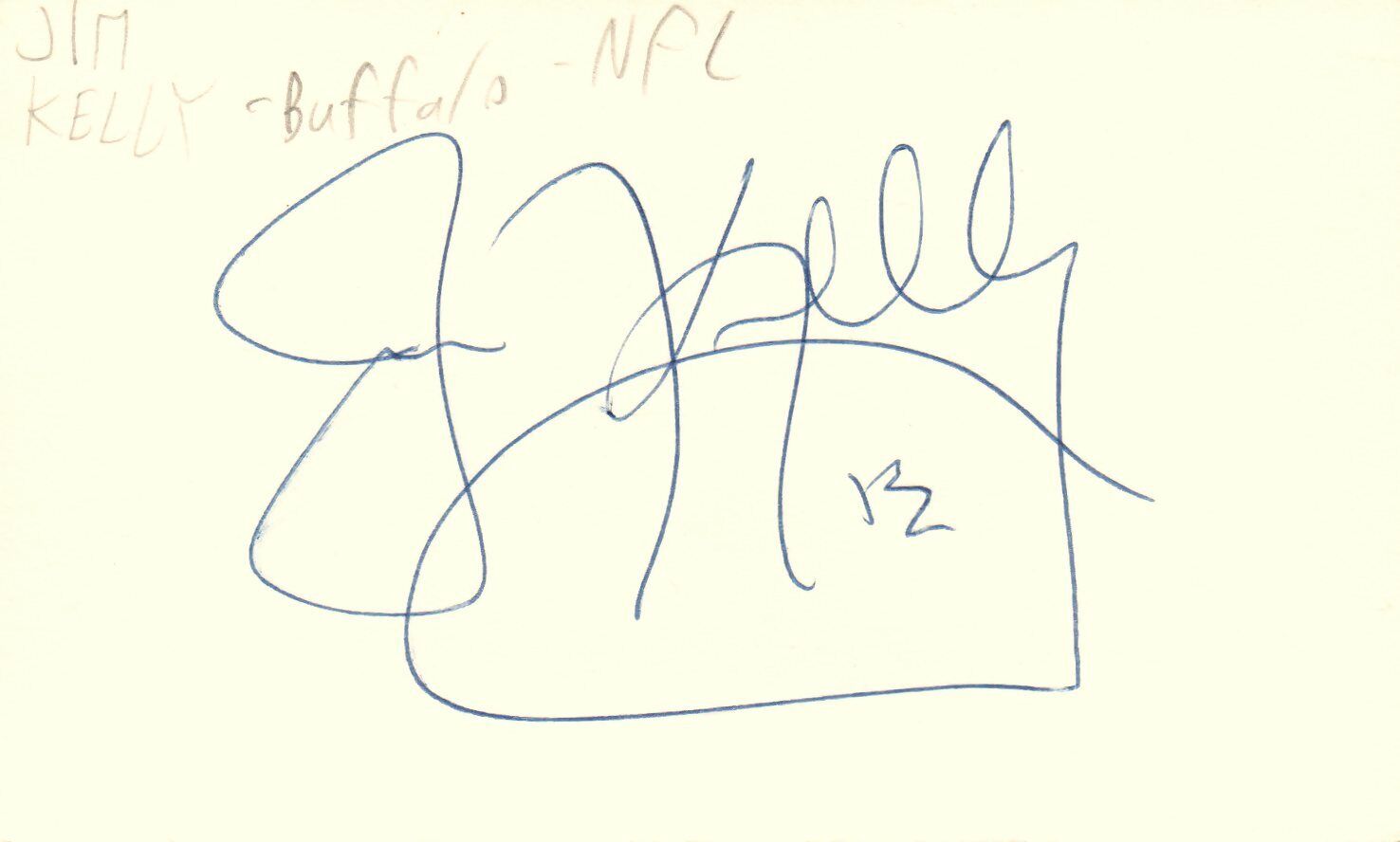 Jim Kelly Buffalo NFL Football Player Autographed Signed Index Card JSA COA