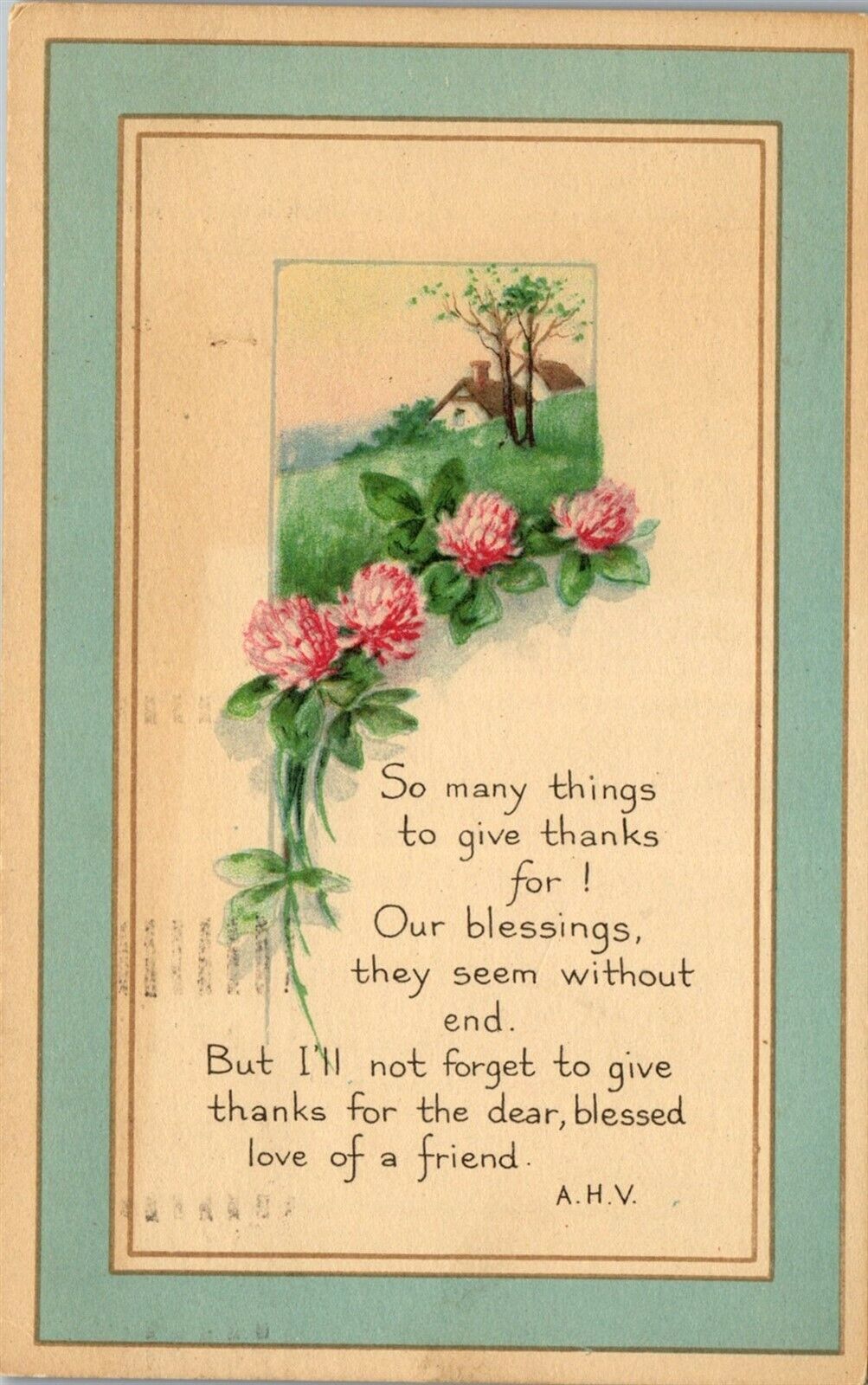 Vintage Postcard Gibson Card Postcard Blessings Kensington Station Cancel 1921