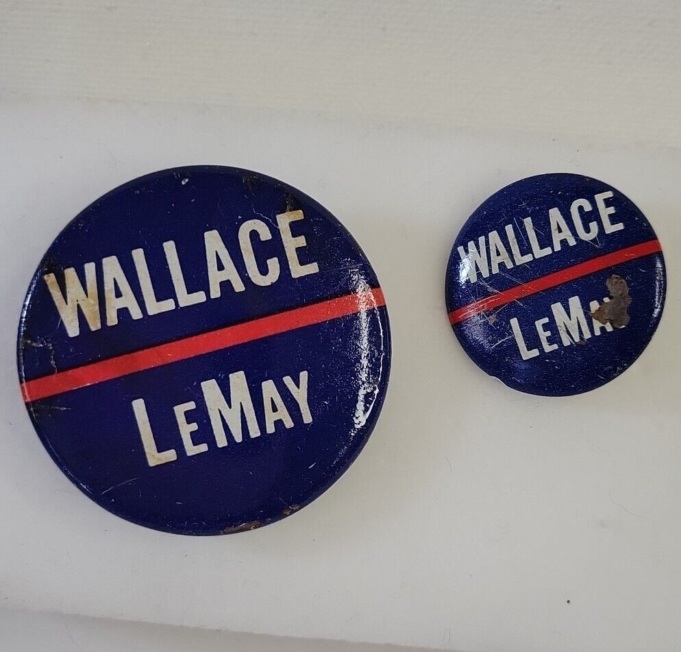 George Wallace Curtis LeMay 1968 Independent Presidential Pin 1 1/2\