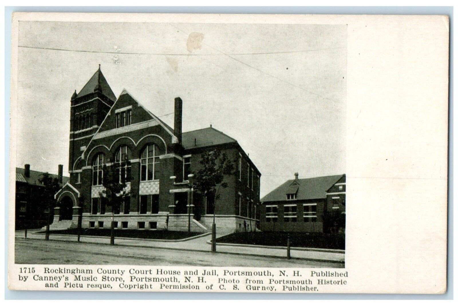 c1905 Rockingham County Court House Jail Portsmouth New Hampshire NH Postcard