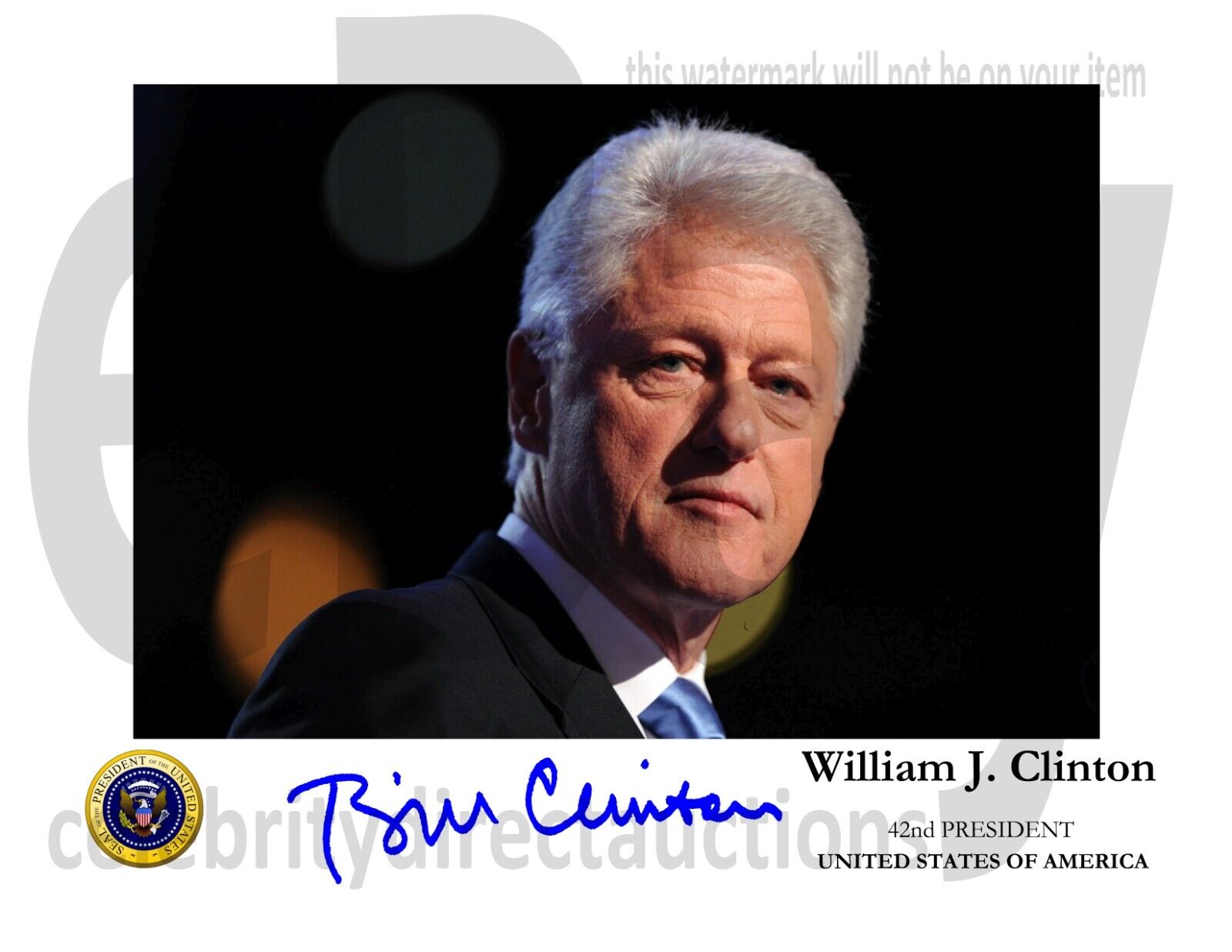 President William Bill Clinton autographed 11x8.5 portrait photo REPRINT