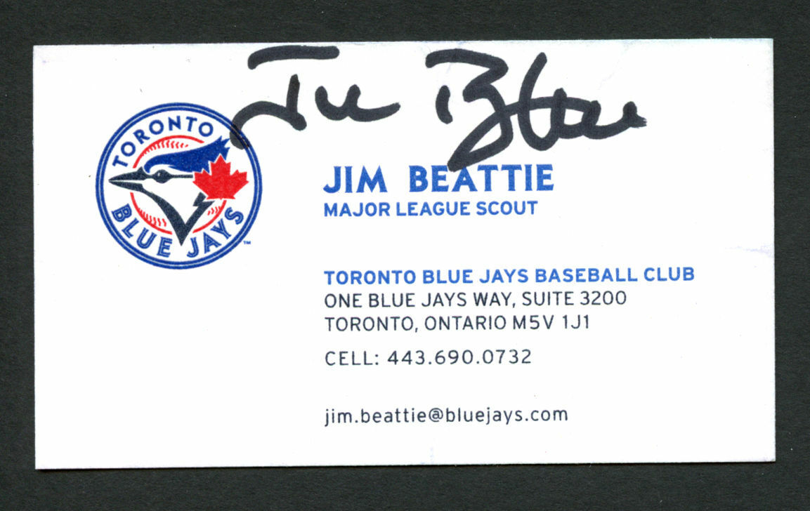Jim Beattie signed autograph Toronto Blue Jays MLB Scout Business Card BC354