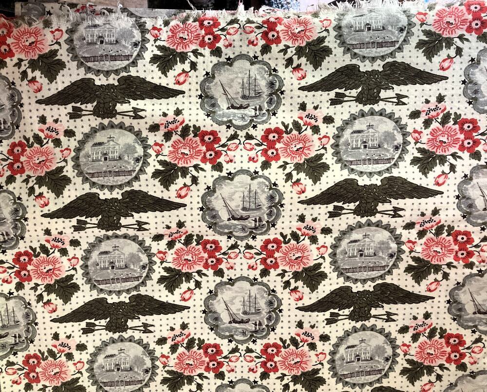 Vintage Bedford Decorama Fabric Early American Print 4 3/4 yds 48