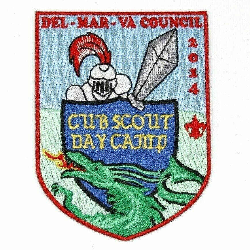 2014 Cub Scout Day Camp Knight Del. Mar. Va. Council Patch Boy Scouts BSA