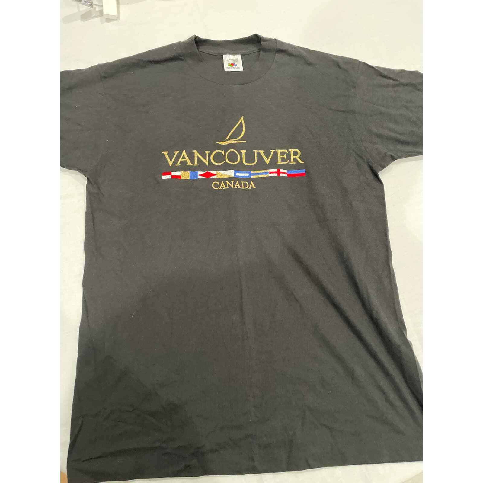 Vintage Vancouver Shirt Adult Large Black Canada Casual Mens Single Stitch 90s